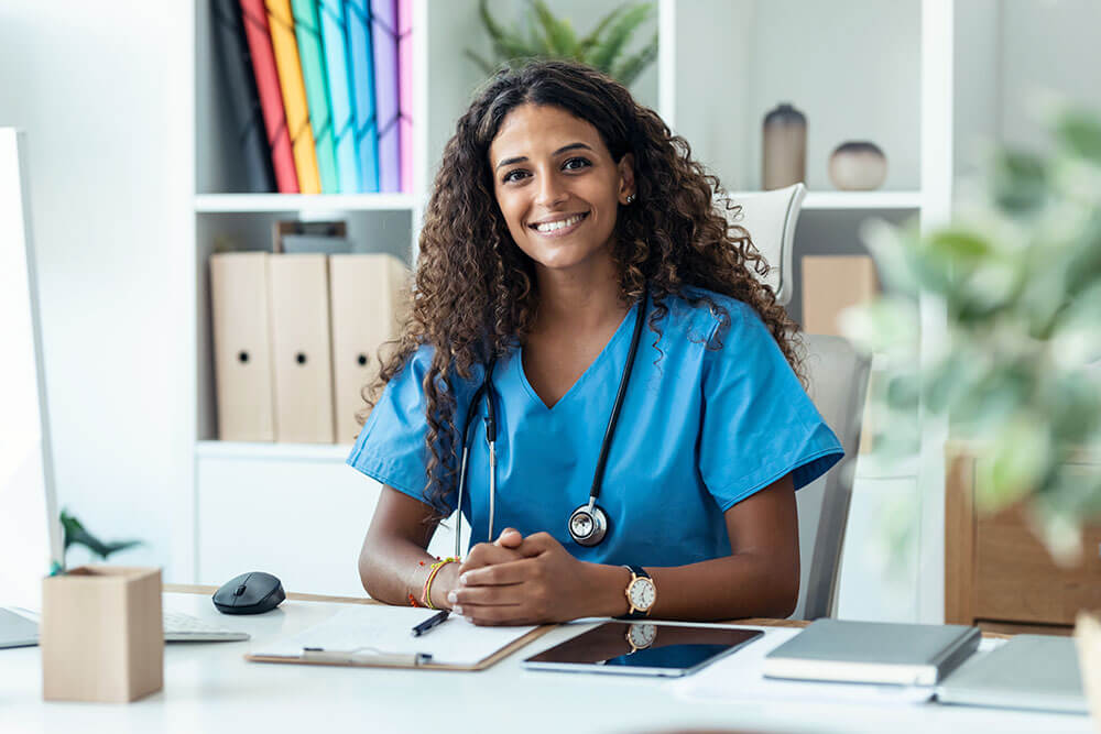 Professional healthcare nurse providing compassionate medical care and consultation